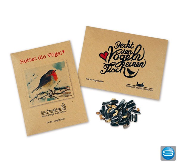Vogelfutter in bedruckbarer Tüte