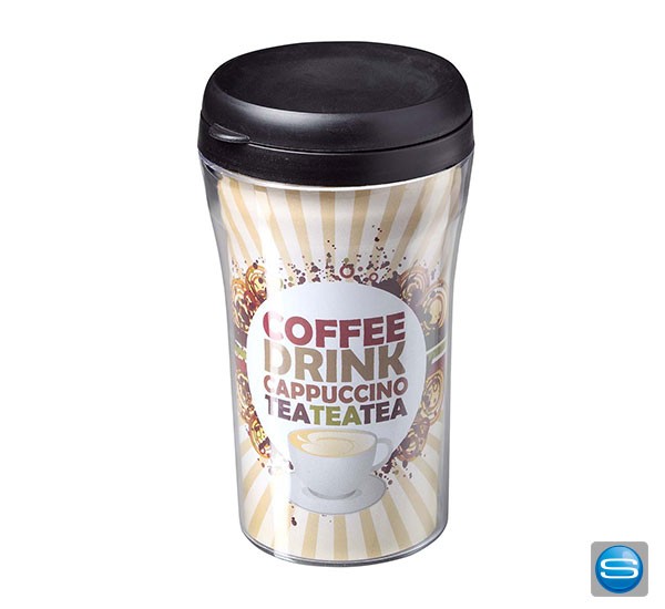 Isolierbecher mit Papiereinleger als Werbeträger