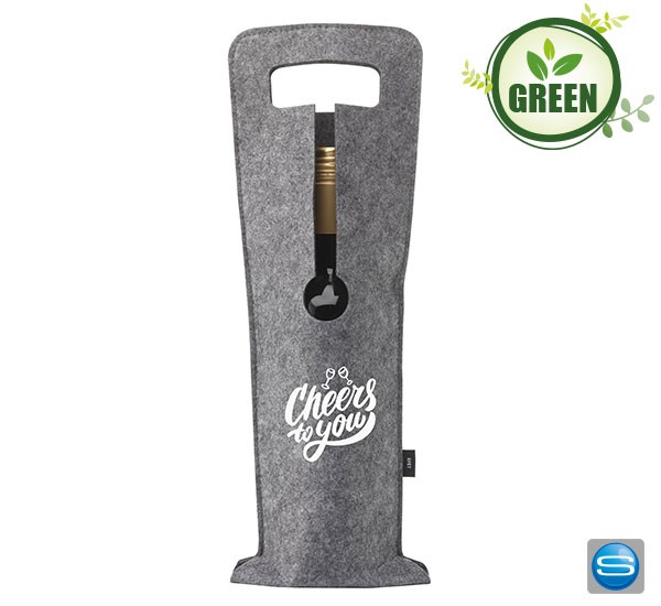 Flaschentasche aus Recyclingfilz mit individuellem Aufdruck