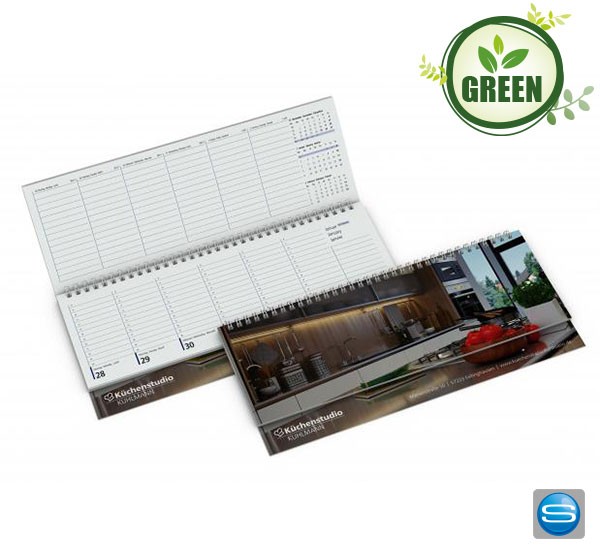Terminkalender aus recyceltem Papier mit Logo