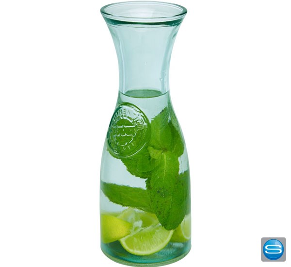 Wasserkaraffe aus recycling Glas mit Logo bedrucken