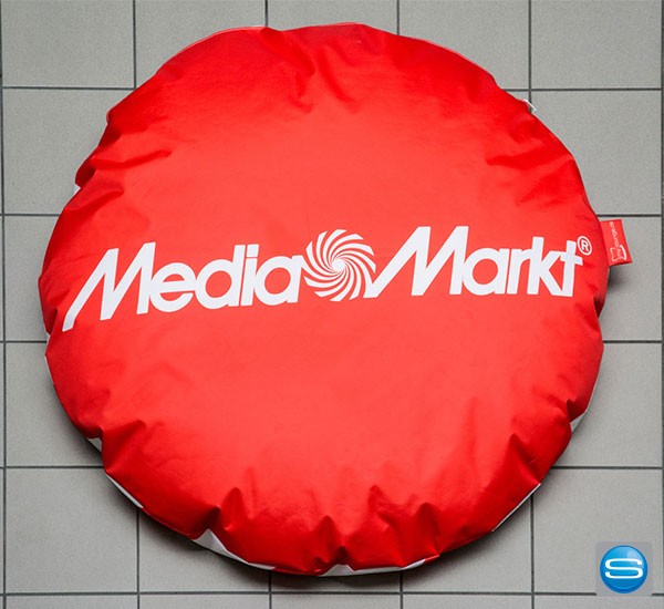 Runder Sitzsack mit individuellem Werbeaufdruck