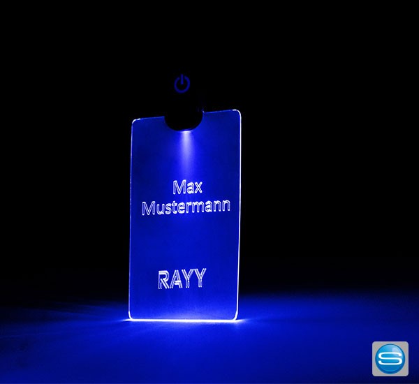 LED Vip Tag mit leuchtender Gravur