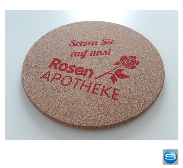 Runde Topfuntersetzer aus Kork mit Logo bedrucken