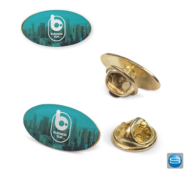 Ovaler Pin als Werbeträger