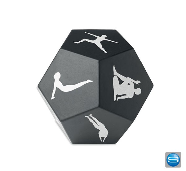 Yoga-Würfel aus PU mit unterschiedlichen Yoga-Übungen und Ihrem Logo