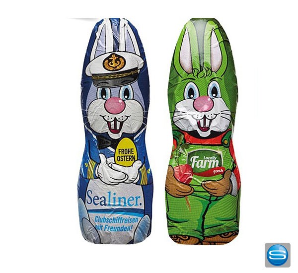 MIDI-Osterhase verkleidet mit ihrer Werbung