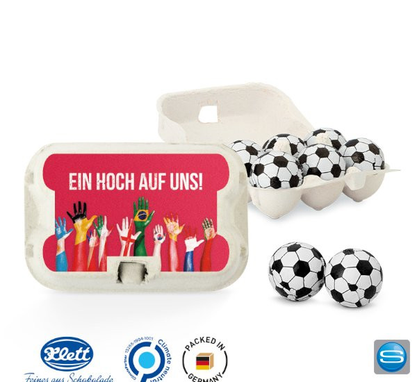 Sixpack Fußball als individuelles Werbegeschenk mit süßer Füllung