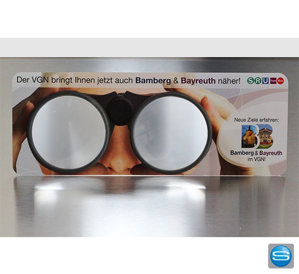 Lesezeichen mit Lupe aus Papier als individuelle Werbebotschaft