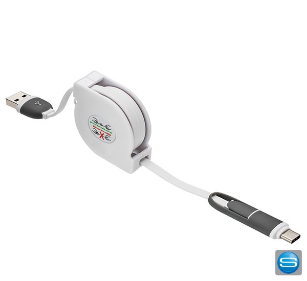 3in1 Ladekabel aufrollbar mit großer Druckfläche