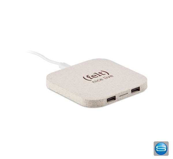 Wireless Ladestation aus Weizenstroh individuell bedruckbar
