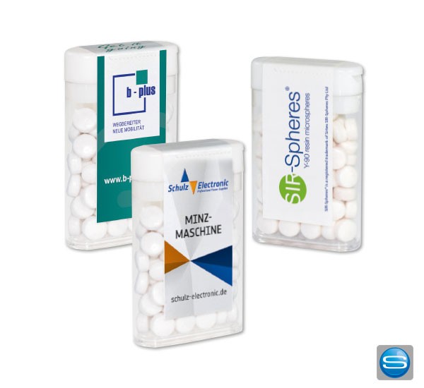 Pfefferminz Pastillen im praktischen Spender als Werbemittel