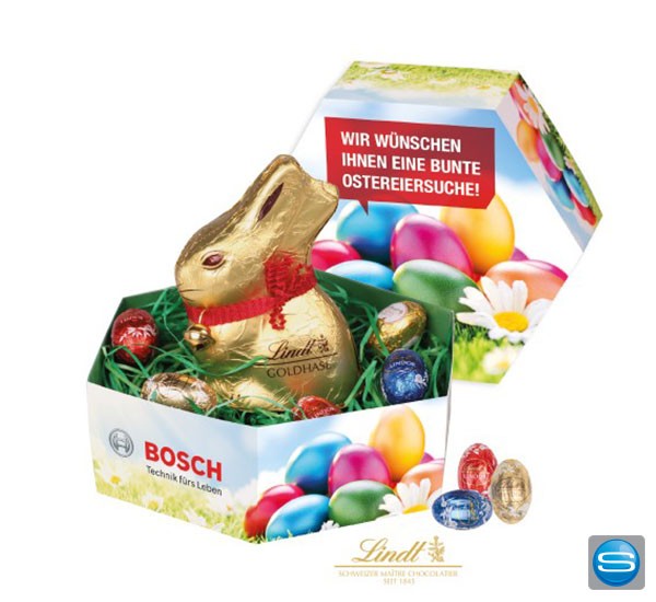 Bedrucktes Osternest von Lindt als Werbepräsent zu Ostern