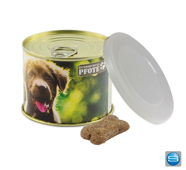 Hunde Leckerli Konserve mit Ihrem Logo bedrucken