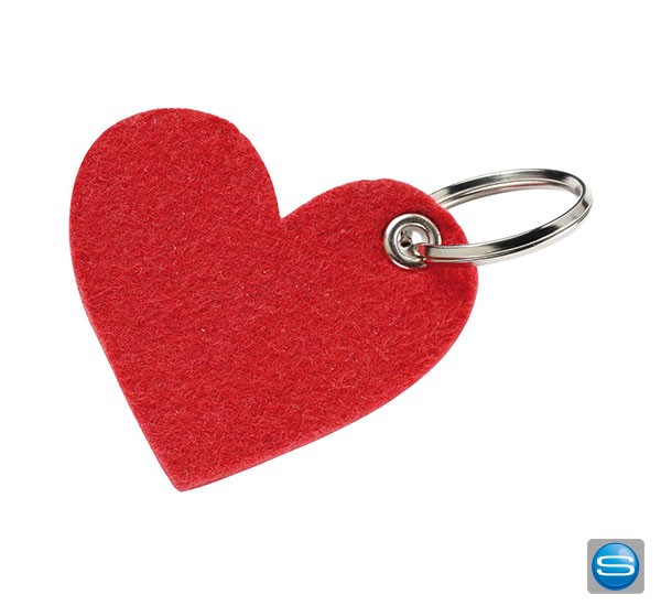 Filzschlüsselanhänger Herz mit Ihrem Logo bedrucken