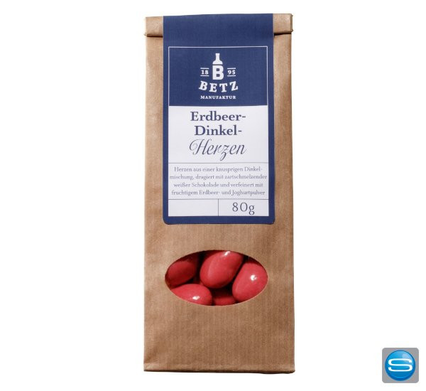 Erdbeer-Dinkel-Herzen als süßes Werbegeschenk