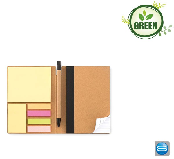 Recyceltes Notizbuch inkl. Kugelschreiber und Notizzettel als Give Away