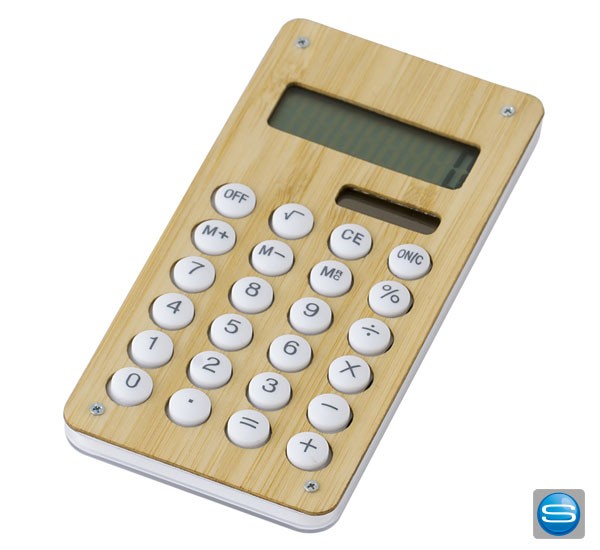 Taschenrechner aus Bambus mit Ihrem Logo bedrucken