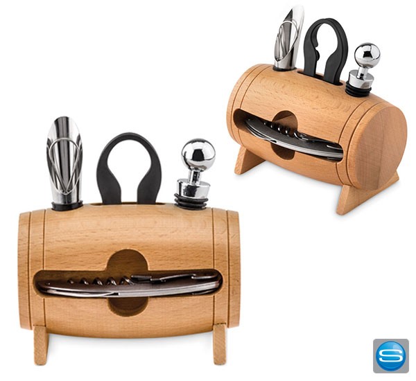 Wein-Set im Holzfass als ausgefallenes Werbegeschenk