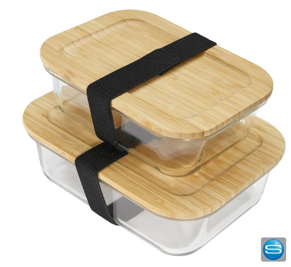 Lunchbox aus Glas und Bambus als Werbeartikel