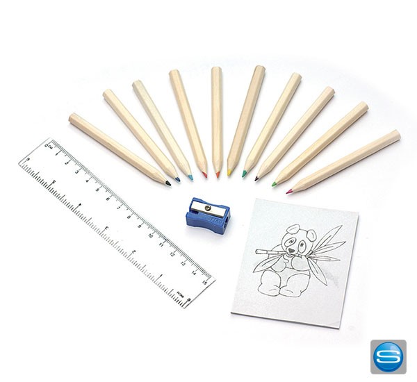 Malbuch mit Holzbuntstiften als Giveaway für Kinder