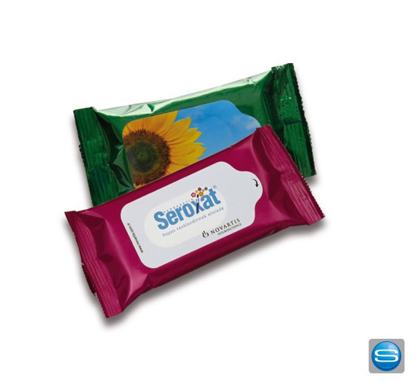 Erfrischungstücher im mini Format mit Ihrem Logo bedruckt