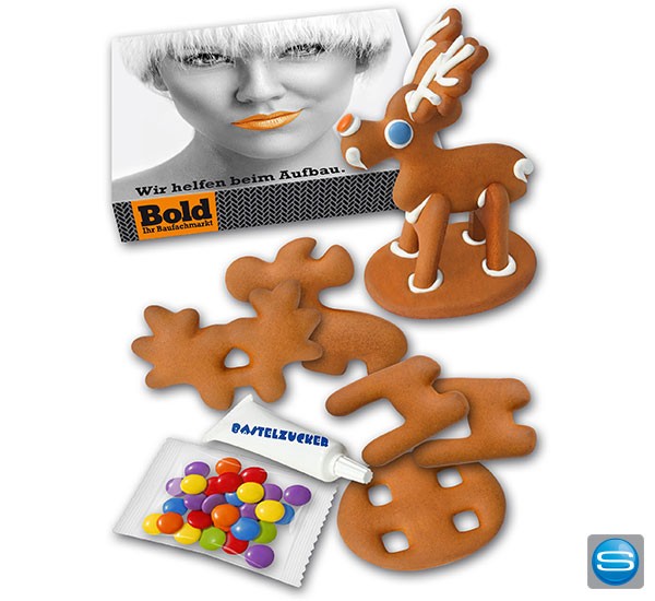 Lebkuchen-Elch zum Selber basteln als Werbeartikel