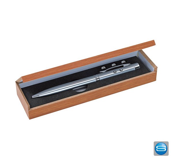 Kugelschreiber in elegantem Holzetui mit Logodruck