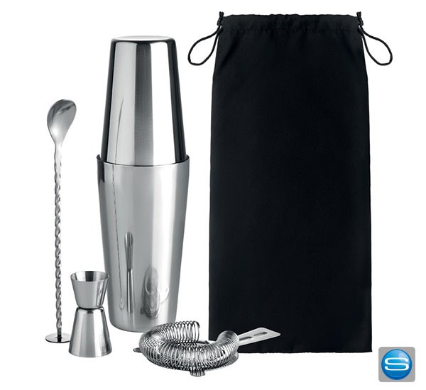 Cocktail-Set aus Edelstahl mit Ihrem Logo bedrucken