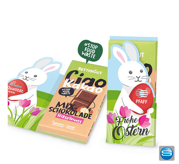 Ostergrußkarte mit Rettergut Mixschokolade veredelt