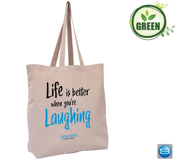 Große Recycelte Einkaufstasche als Werbeartikel mit Logo
