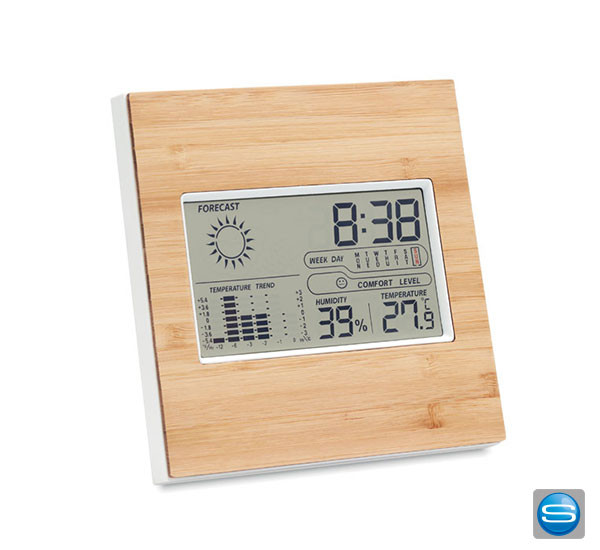 Wetterstation aus Bambus mit Ihrem Logo