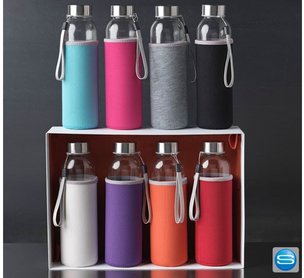 Glas-Sportflasche mit Logo bedrucken