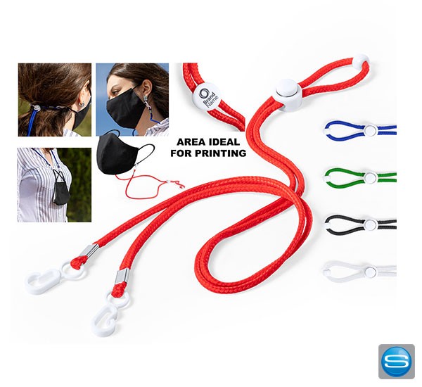 Halterung für Masken wie Schlüsselband mit Logodruck