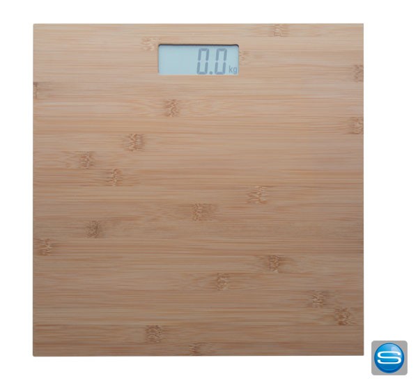 Digitale Personenwaage mit Bambus-Wiegefläche mit Ihrem Logo gravieren