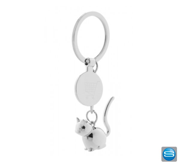 Schlüsselanhänger mit Katze und Einkaufswagenchip