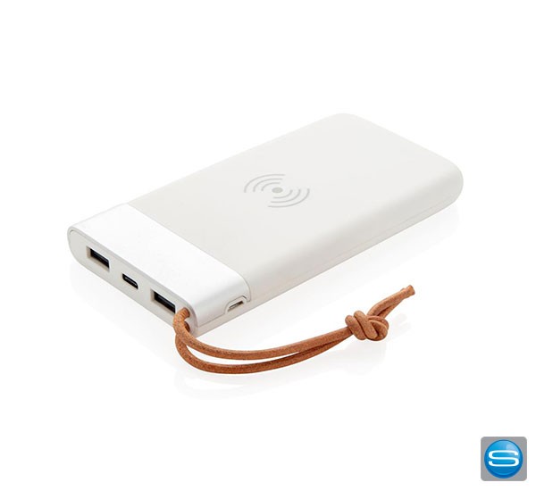 8.000 mAh Powerbank mit Kabelloser Ladefunktion als Werbeartikel