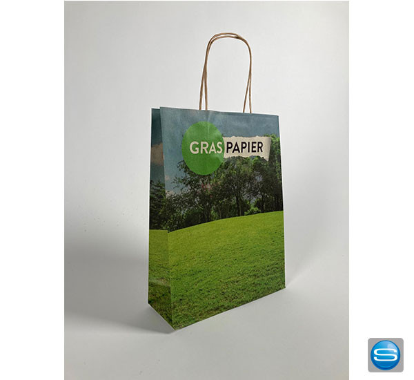 Graspapier Tragetasche mit Werbeeindruck