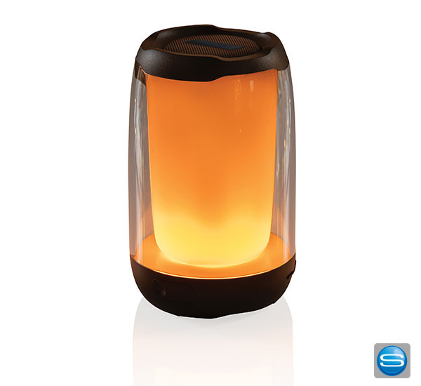 Leuchtender Lautsprecher aus recyceltem Kunststoff mit Logodruck