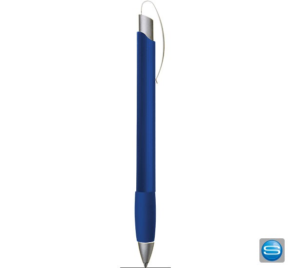 Druckkugelschreiber mit matt verchromtem Metallbogenclipdrücker