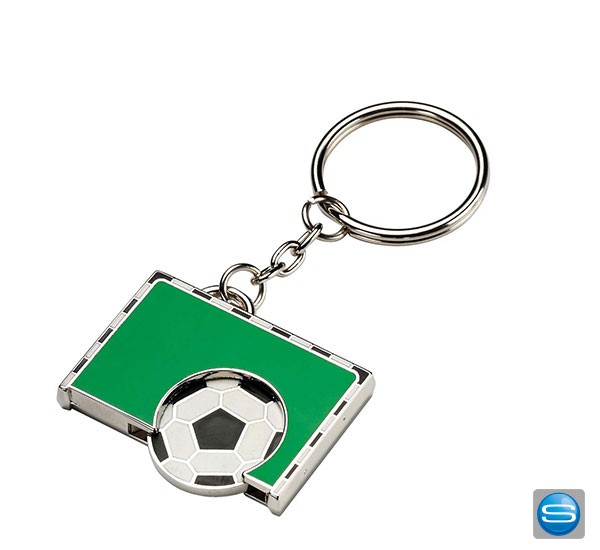 Fußball Schlüsselanhänger mit Einkaufschip als Werbegeschenk