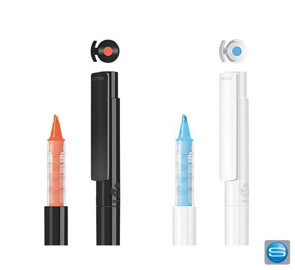 UMA Textmarker aus recyceltem Material mit Logo