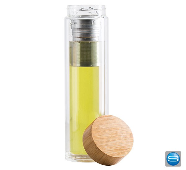 Trinkflasche mit Teesieb und Platz für Ihr Logo