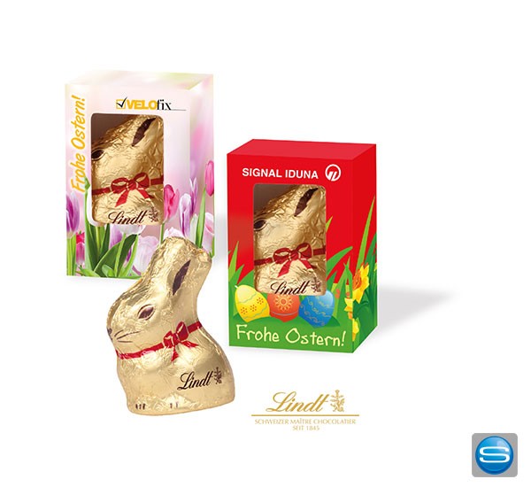 Lindt Goldhase in individueller Werbekartonage