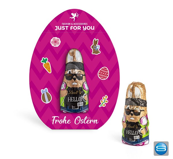 Lindt Hello Schoko-Osterhase im Miniformat als Werbegeschenk mit Logo bedruckt