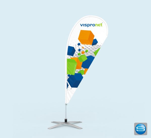 Bowflag in Tropfenform als Werbeträger mit Logo bedrucken