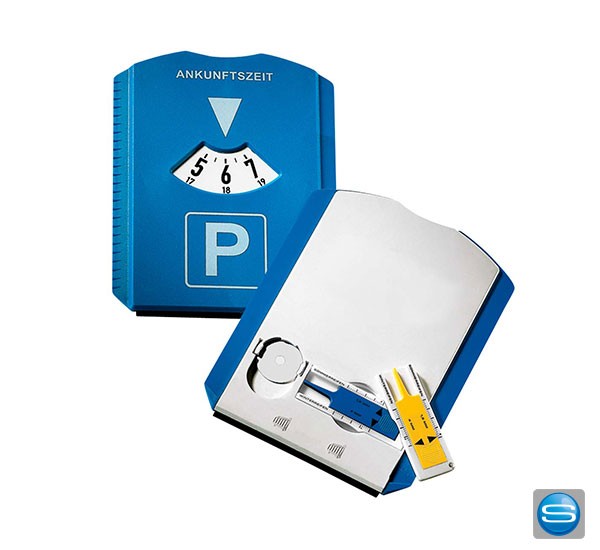 Parkscheibe mit Kratzer als Werbemittel