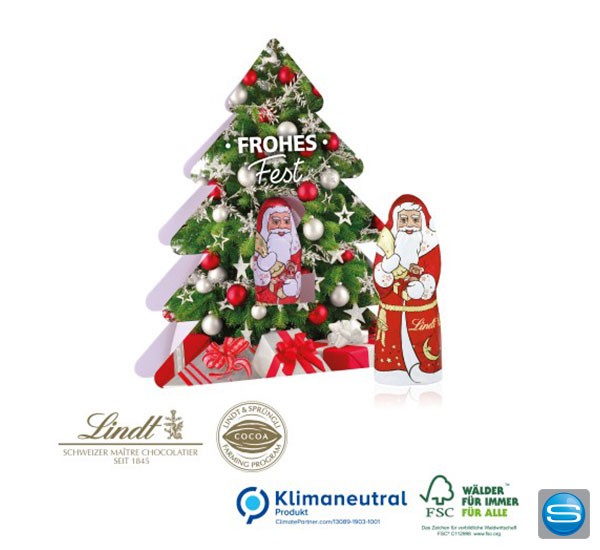 Weihnachtsbaum mit Lindt Nikolaus individuell bedrucken