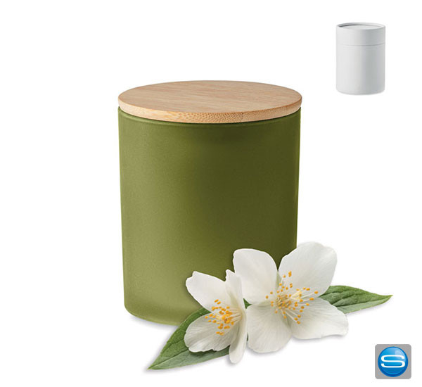 Kerze im Milchglas als Werbegeschenk