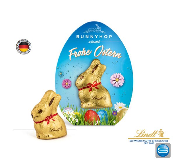 Lindt mini Goldhase im bedruckbaren Osterei Werbekarton